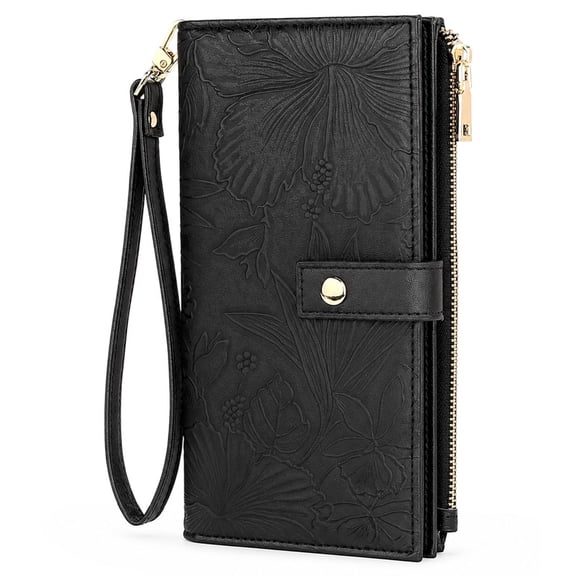 FALAN MULE Wallets for Women RFID Blocking Vegan Leather wristlet wallet Trifold Clutch Large Capacity Credit Card Holder