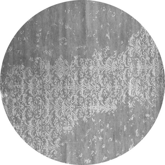 Ahgly Company Indoor Round Abstract Gray Contemporary Area Rugs, 5' Round