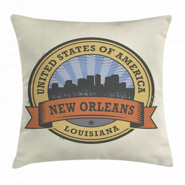 New Orleans Throw Pillow Cushion Cover The City Of Louisiana Silhouette Jazz Capital Of The United States Vintage Decorative Square Accent Pillow Case 18 X 18 Inches Multicolor By Ambesonne Walmart Com