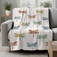 thumbnail image 2 of Watercolor Dragonfly Blanket Soft Cozy Warm Throw Blanket for Couch, Plush Fuzzy Flannel Fleece Blankets for Sofa, Country Farmhouse Animal Beige Bed Blankets Lightweight Gifts for Women, 40"x50", 2 of 9