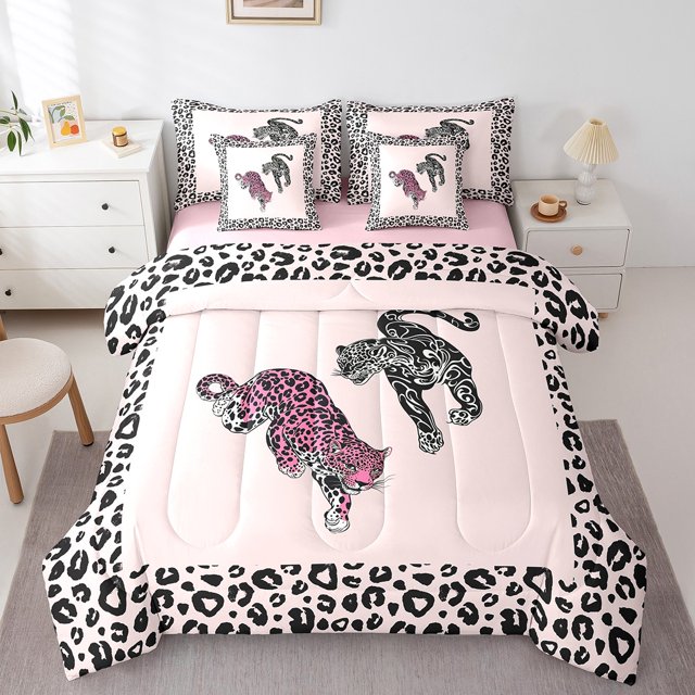 Erosebridal Literie Faune Guépard Taille Complète, Lit Imprimé Léopard en Sac Taille Complète, Décor Animalier, Réversible