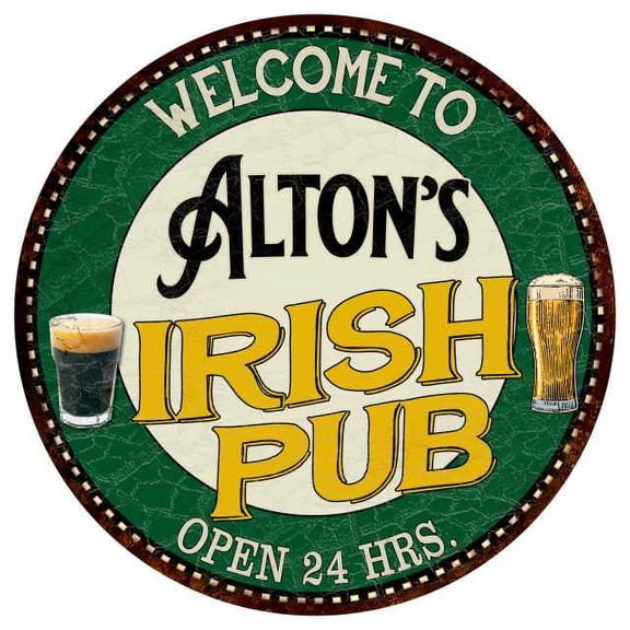 Alton's Irish Pub 14" Round Metal Sign Kitchen Bar Wall Decor 100140036121