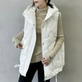 thumbnail image 3 of Padded Puffer Vest for Women Sleeveless Solid Hooded Zip Up Jacket with Pockets White M, 3 of 5