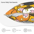 thumbnail image 5 of Velvet Decorative Throw Pillow Covers Set of 2, Soft Square Cushion Cover with Invisible Zipper Cute Cartoon Doodle Cat Printing, 18"x18", 5 of 7