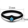 thumbnail image 2 of IP Black(Ion Plating) Stainless Steel Ring with Top Grade Crystal in Sea Blue for Women Sea Blue Stone Color Style TK2284 Size 10, 2 of 4