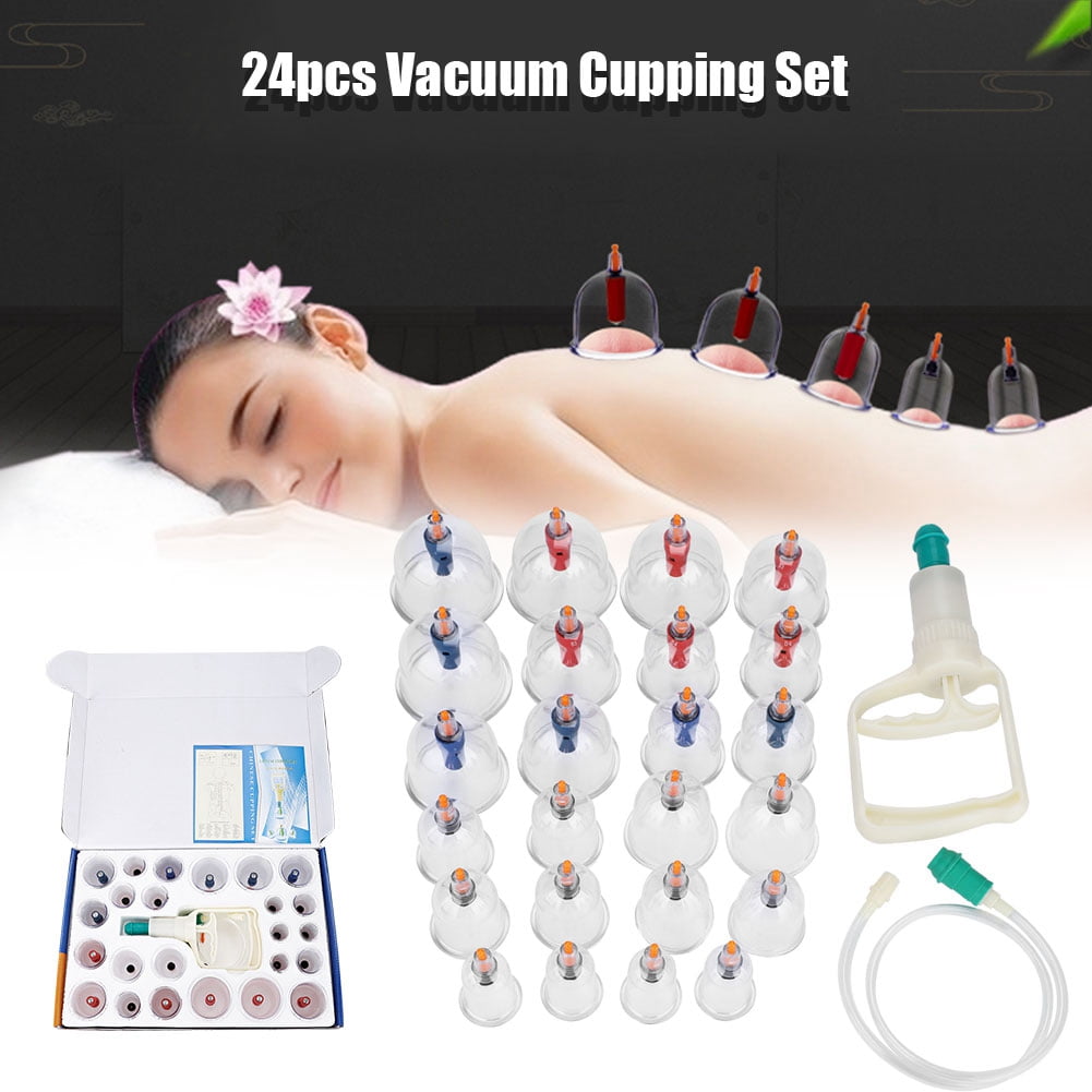 Garosa 24pcs Cups Chinese Vacuum Cupping Set Massage Therapy Suction Acupuncture, Cupping