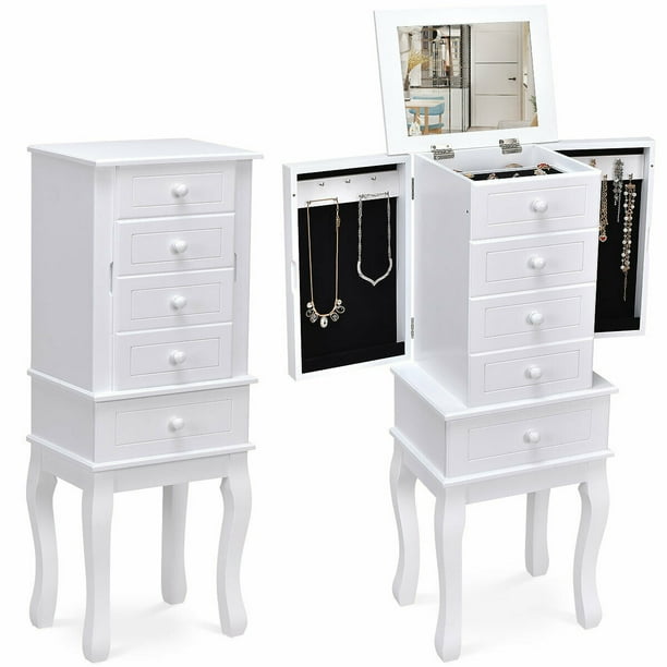 Gymax Jewelry Cabinet Armoire Box Mirrored Storage Chest Stand Organizer -  Walmart.com