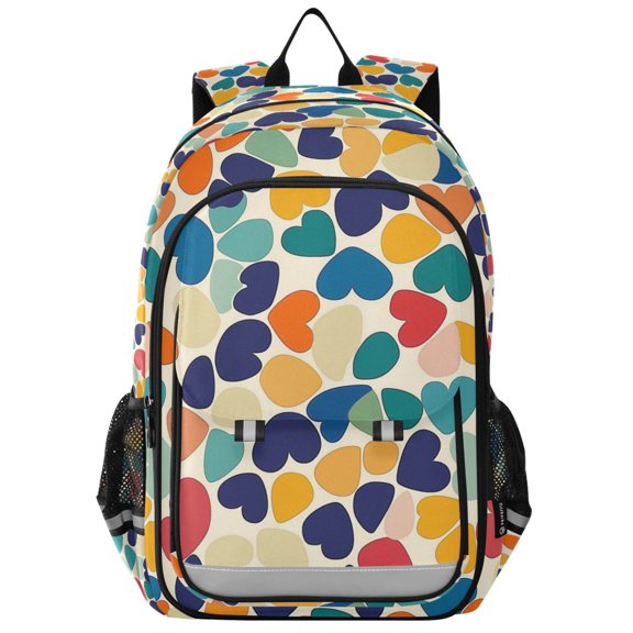 FORMRS Unisex School Backpack 17" Student Travel Bag with Laptop Compartment, Colorful Clover Pattern