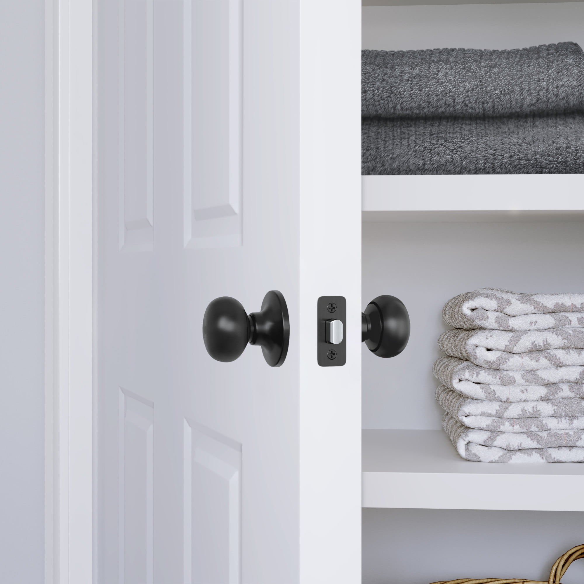 Miseno MLK4030BK Porter Flat Ball Passage Door Knob Set - Black