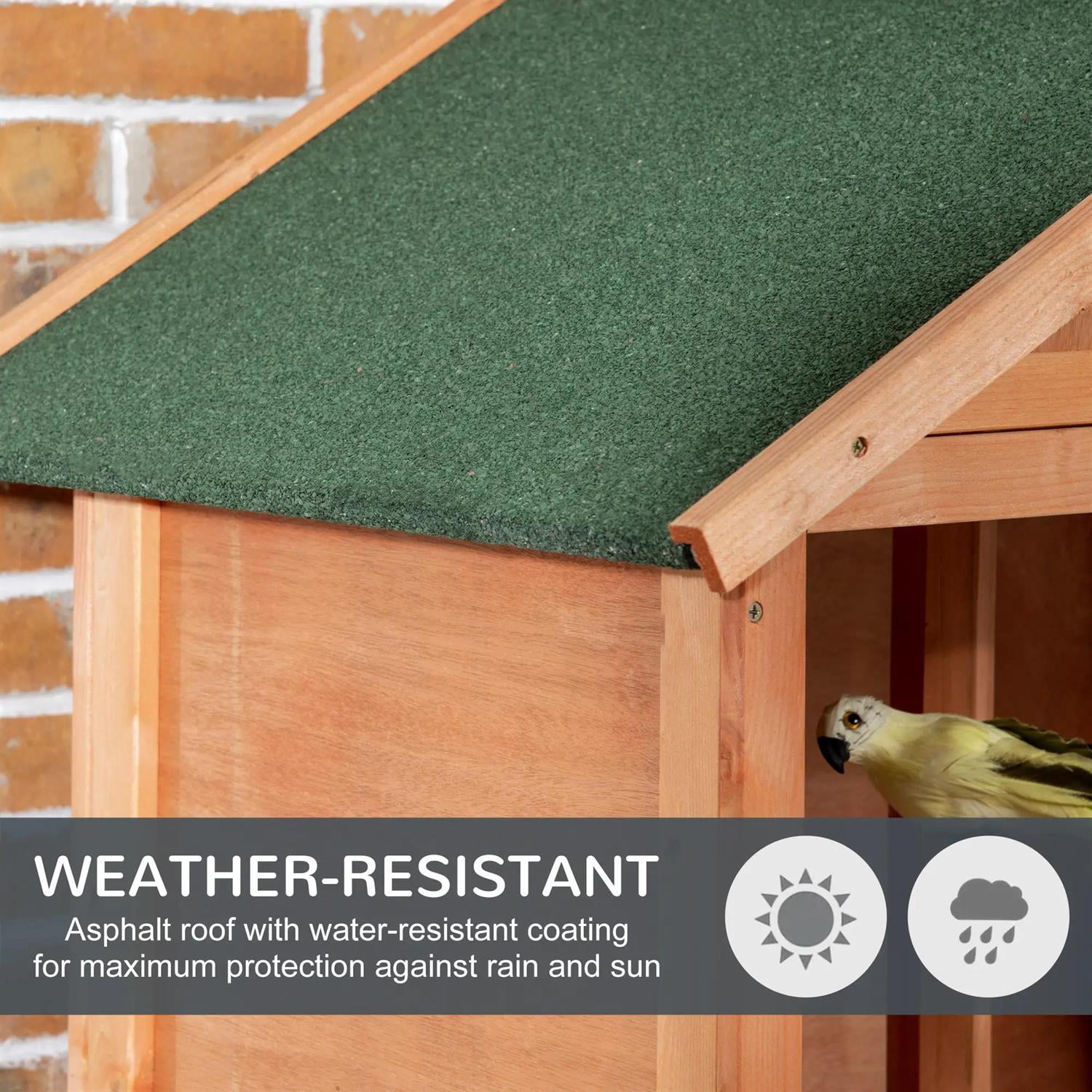 Pefilos Outdoor Bird Aviary, 60" Wooden Birdcage with Removable Bottom Tray and 4 Perch, Ideal for Finches, Parakeet, Orange