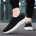 thumbnail image 4 of HTHLVMD Men's Knit Mesh Slip-Ons, No-Lace Comfort Sneakers, Lightweight Walking Shoes, Women's Walking Shoes Slip On Sneakers Comfort Lightweight Non Slip Workout Gym Nurse Shoes, Black 7, 4 of 7