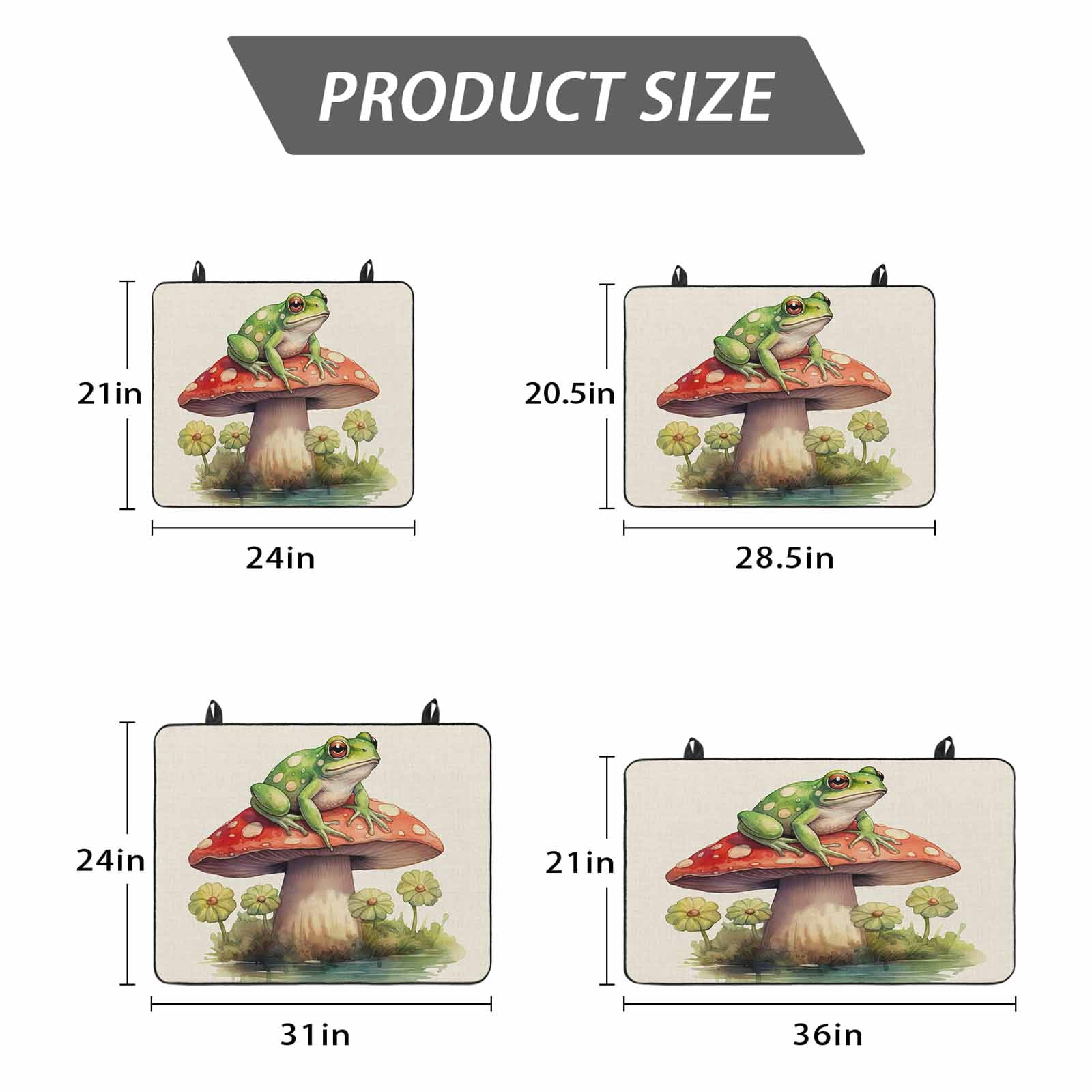 Mushroom Frogs Stove Top Cover for Electric Stove, Heat-proof & Non Slip Glass Top Stove Cover Protector, Spring Floral Green Botanical Rustic Kitchen Flat Cooktop Rubber Mat 24x21 Inches