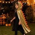 thumbnail image 4 of Dinosaur Sequin Cape, Costume Hood Horns, Shiny Dragon Cloak, Hooded Cape for Ki'Ds | Chil-Dren's Cloak With Hood for Halloween, Costumes, Medieval, Renaissance, Cosplay and More, Red S, 4 of 6
