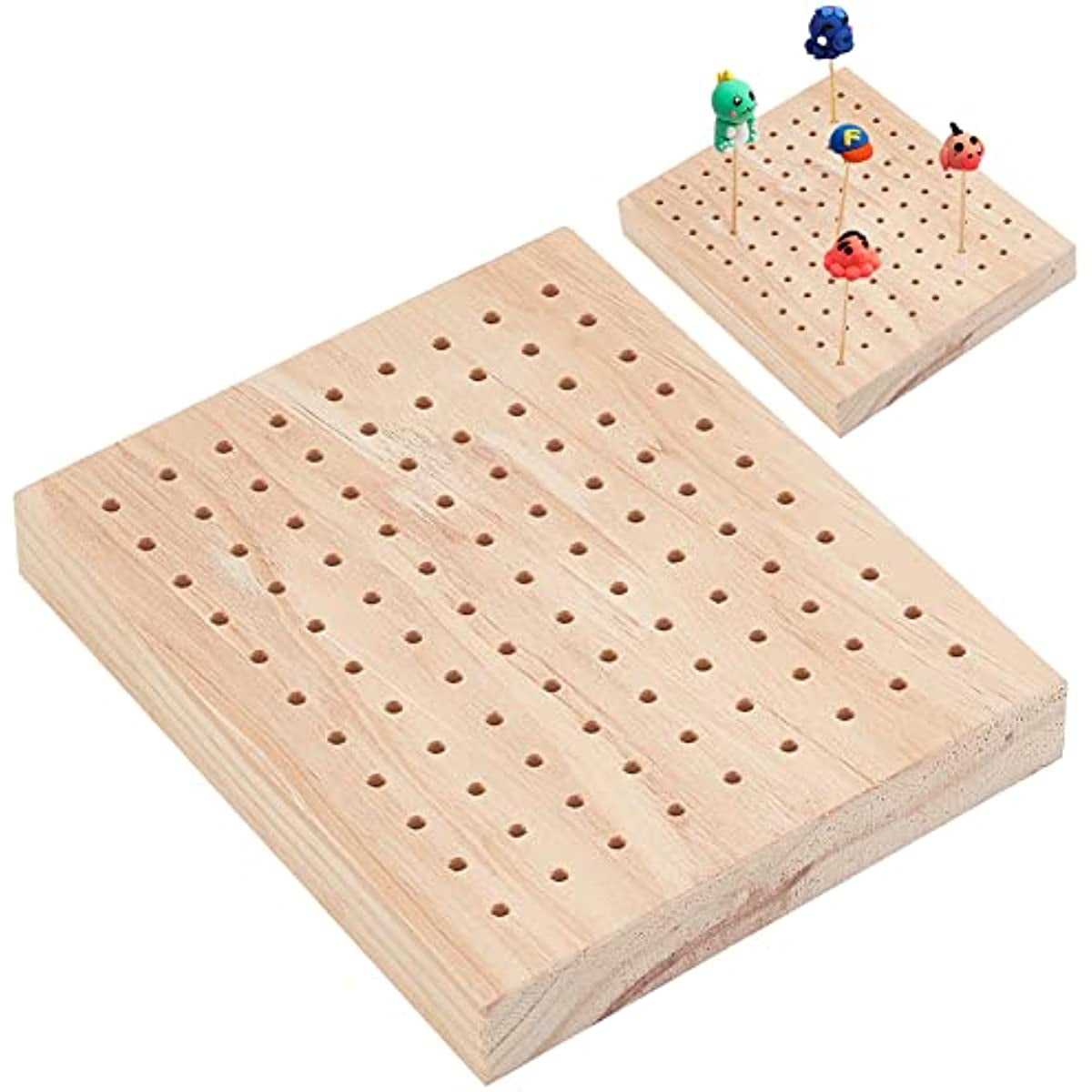 1pc Wooden Food Skewer Holder 99 Holes Food Display Board Clay Figurines Display Trays