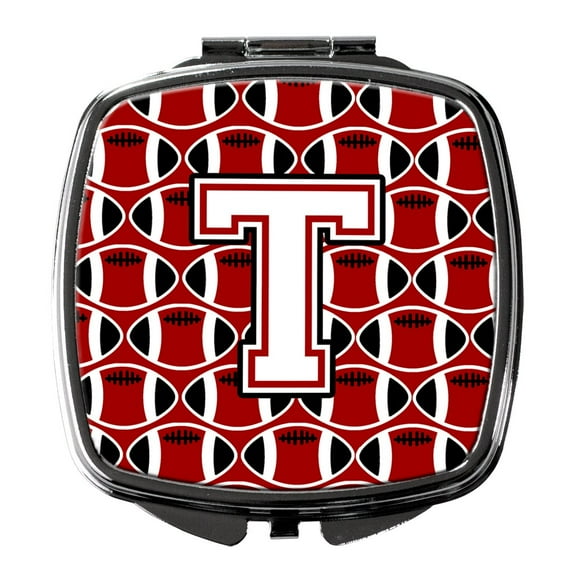 Letter T Football Cardinal and White Compact Mirror CJ1082-TSCM