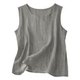 thumbnail image 3 of YWIYIUD Women Cotton Linen Sleeveless Tank Top Breathable Crew Neck Asymmetrical Front Hem Loose Fit Boho Casual Blouse Vest for Ladies Vacation Daily Trendy Boho Sleeveless Tank Tops Grey XXXXL, 3 of 5
