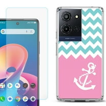 Phone Case for TCL K33 5G, with Screen Protector, by OneToughShield - Chevron/Anchor