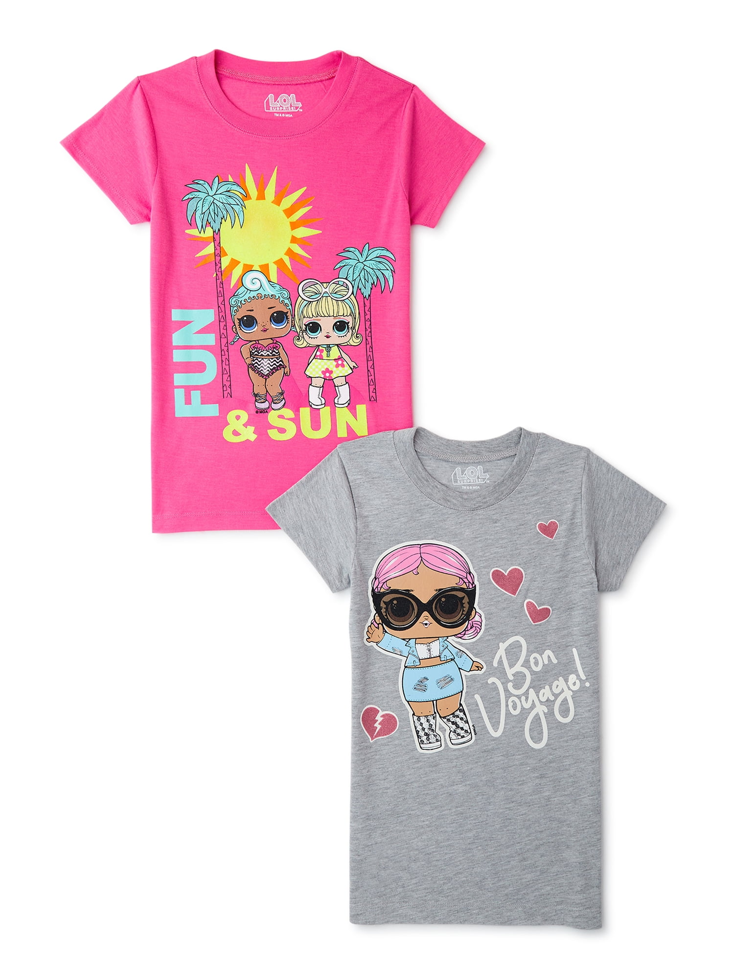 L.O.L. Surprise! Girls Graphic 2-Pack T-Shirts, Sizes 4-16 - Walmart.com