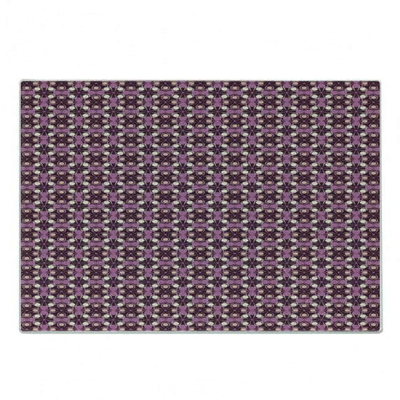 Abstract Cutting Board, Geometric Quirky Circles Forming Odd Symmetric Fractal Flower Petals, Decorative Tempered Glass Cutting and Serving Board, in 3 Sizes, by Ambesonne