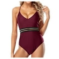 thumbnail image 2 of Womens Swimwear Plus Size Tankini,AXXD Sexy V Neck Swimsuits Mesh Halter One Piece Monokini Bathing Suit For Clearance Red M, 2 of 8