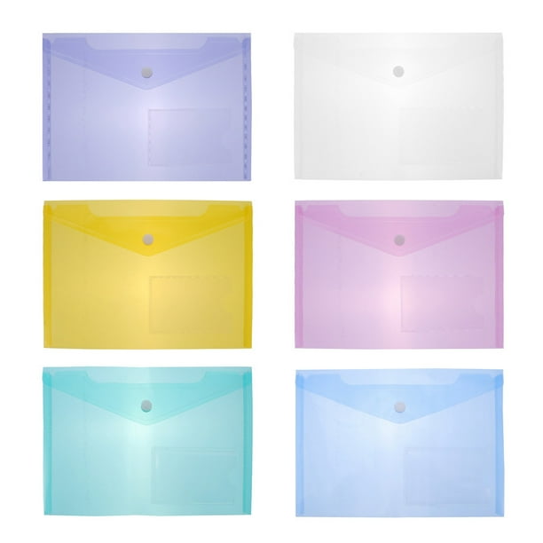Carpeta de sobres, bolsa de almacenamiento de archivos de plástico, organizador de documentos de oficina, bolsa de archivos, 6 uds.