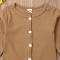 thumbnail image 3 of Qiylii Unisex Infant Romper Long Sleeve Solid Color Ribbed Knit Button Bodysuit, 3 of 8