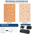 thumbnail image 5 of 9x12 Orange&White Outdoor Rug Waterproof Reversible, Floral Plastic Straw Patio Rug, Foldable Outdoor Area Rug for RV Camping, Picnic, Beach, Balcony, Deck & Garden 9x12 Orange&White, 5 of 10