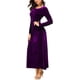 thumbnail image 3 of Vestido largo elástico de terciopelo fruncido de manga larga elegante para mujer Xemadio WRMH-233-8, 3 of 5