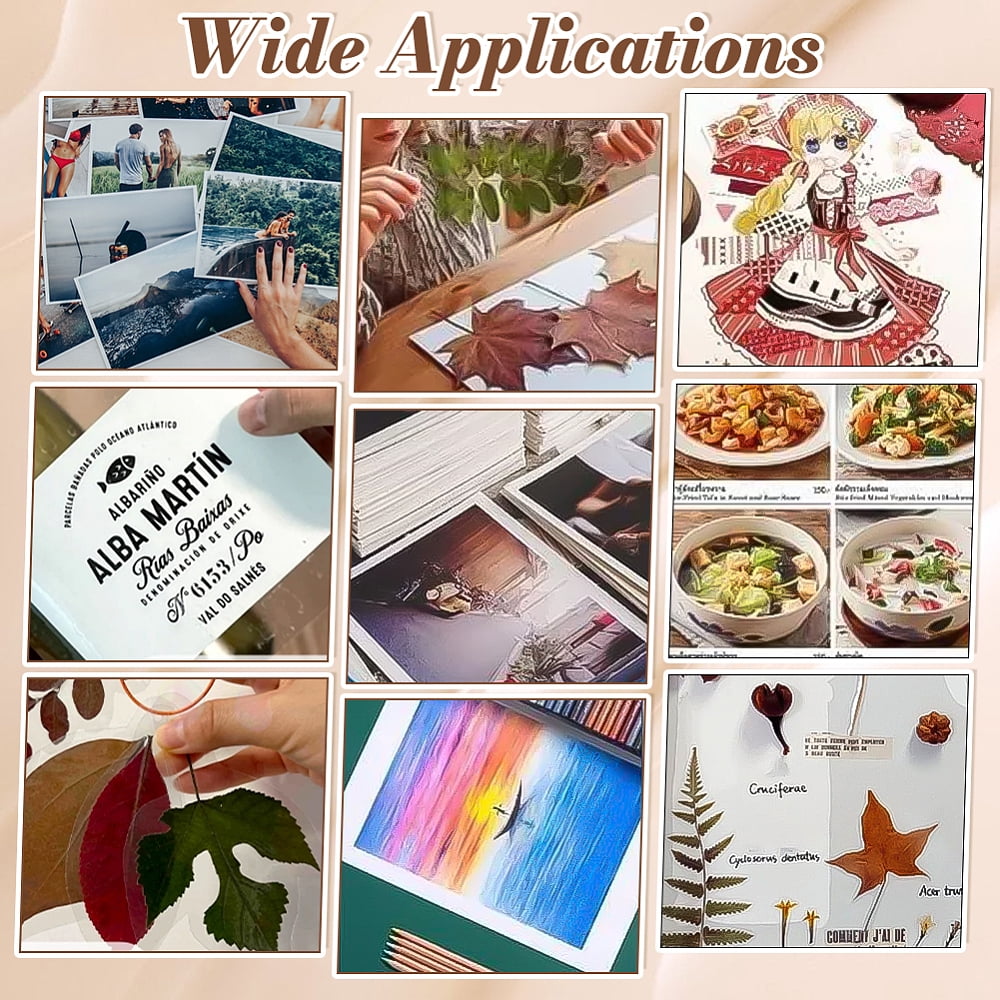 50 Pcs Cold Laminating Film Sheet 12 x 8.45 Inch A4 Self-Adhesive Laminating Pouches Clear PVC Holographic Protective Film