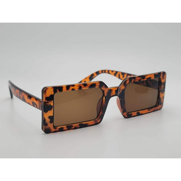 Fashion Brown Rectangle Unisex Luxury Sunglasses Vintage Punk