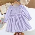 thumbnail image 5 of mgoYE 2t Girl Dress Easter Girls Long Sleeve Dress Dot Square Neck Smocked Spring Fall Dresses(Purple,4-5 Years), 5 of 7