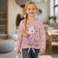 thumbnail image 4 of Xixirimido Axolotl Christmas Trees Gift Pink Print Girls Casual T-Shirt Crew Neck Tunic Tops Long Sleeve Loose Fit Soft Blouse Tie-hem Tees for Fall Winter, Size 11-12, 4 of 7