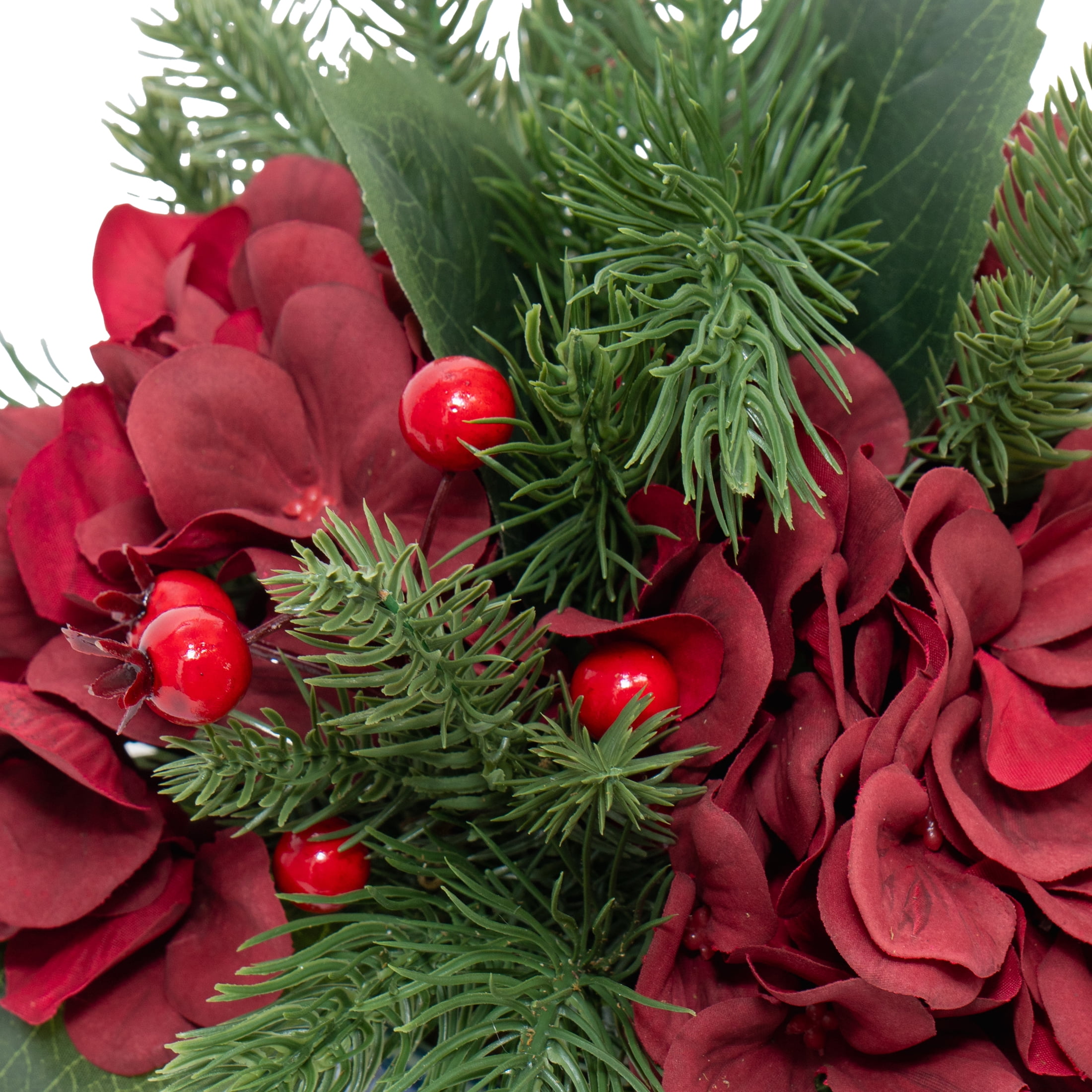 My Texas House Hydrangea Christmas Floral Arrangement in Ceramic Pot, Multicolor, 11"