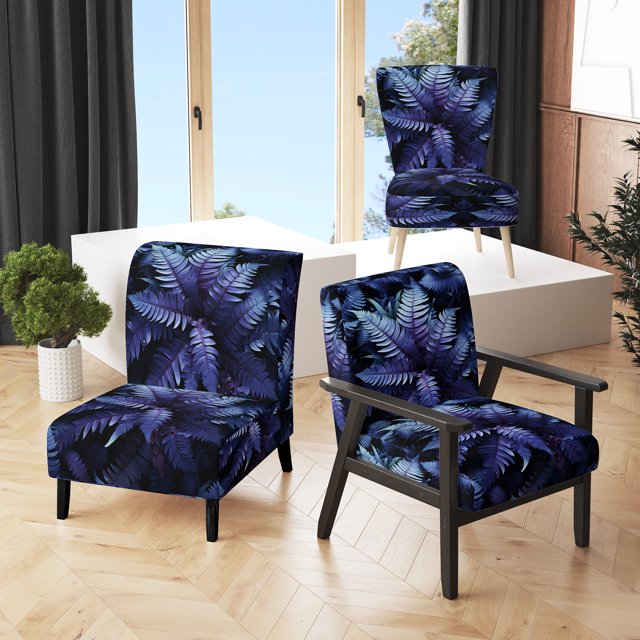 Designart "Fernes Bleues Indigo Calm II" Chaise d'Appoint Rembourrée - Fauteuil Moderne pour Chambre