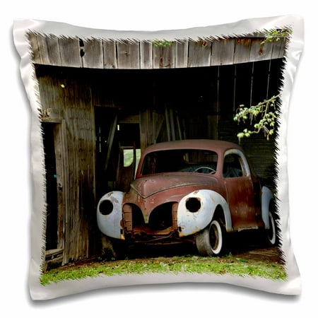 3dRose Old car in barn, Rockport, Massachusetts - US22 AJE0058 - Adam Jones, Pillow Case, 16 by 16-inch