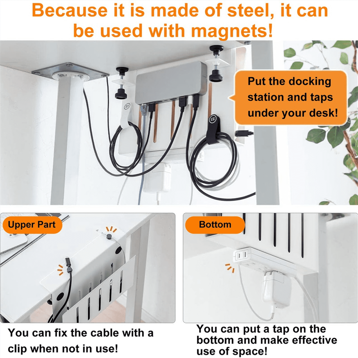 Desk Side Storage Under Desk Storage, Steel Hanging Desk Organizer, Laptop Holder, with Pen Holder,Desk Storage Holder,B