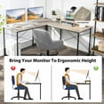 thumbnail image 4 of Giantex 95 Inch Reversible Corner Desk, L-Shaped Computer Desk w/Monitor Stand & 3 Cable Holes, 2-Person Long Study Writing Desk for ome Office, Grey, 4 of 6