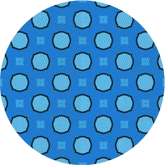 Ahgly Company Indoor Round Patterned Bright Navy Blue Area Rugs, 3' Round