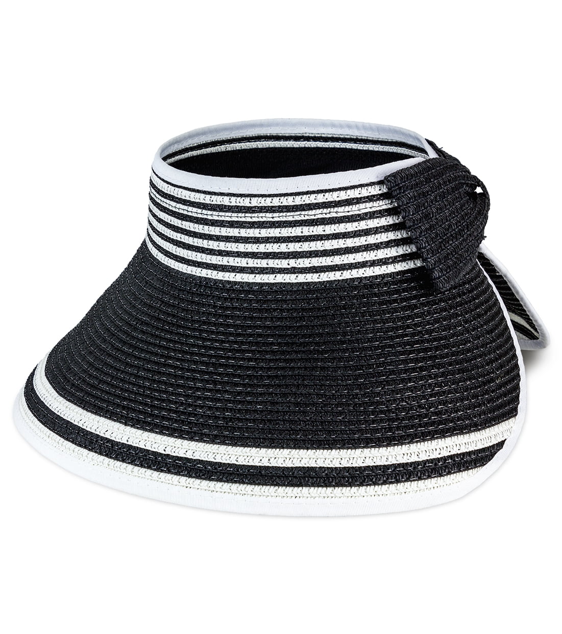 Magid MAGID WOMEN'S PAPER STRAW ROLL UP SUN VISOR WITH VELCRO BOW