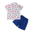 thumbnail image 4 of Teen Boy Clothes Toddler Boys Summer Outfits Child Kids Button Print Short-sleeved Sports 6M 12M 18M 24M 3T 4T T-Shirt Tops & Shorts Sets T Shirt Pullover Two Pieces Set, 4 of 9