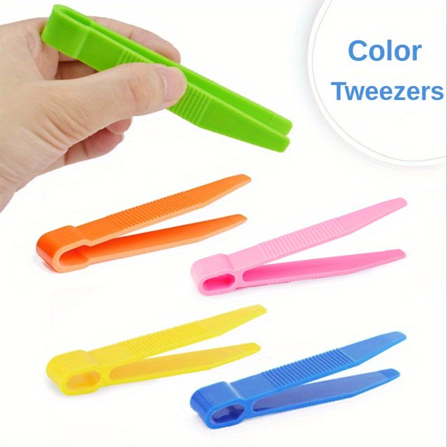 10pcs Premium Fine Motor Clip Tweezers Set - Durable Plastic Construction, Ergonomic Design, Perfect for Learning Toys, Plant Insect Study, Easter Gift, Random Color, and Developing Hand-Eye Coordinat