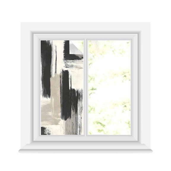 Window Privacy Film Black White Stained Glass Window Film Decorative Sun Block Window Cover Modern Oil Painting Abstract Artwork Window Clings Static Adhesive Sticker for Bathroom 17.7"x39.3"