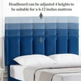 thumbnail image 3 of VECELO Twin/Full/Queen Upholstered Bed Frame with Adjustable Headboard, No Box Spring Needed/Easy Assembly, Dark Blue, 3 of 8