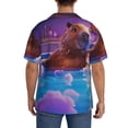 thumbnail image 3 of Xecao Capybara Bathtub Fun Men's Casual Short-sleeved Shirt, a button-up collared shirt with a pocket-XX-Large, 3 of 5
