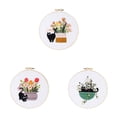 thumbnail image 1 of KNFATEQVEDG 3 Pack Handmade Embroidery Set Holiday Cat Handmade Embroidery Diy Material Package Flower Cactus Green, 1 of 7