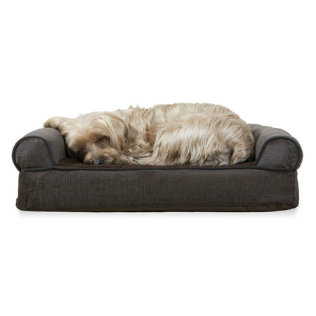 FurHaven Pet Dog Bed | Orthopedic Faux Fleece & Chenille Sofa-Style Couch Pet Bed for Dogs & Cats, Coffee, (Best Orthopedic Dog Bed)