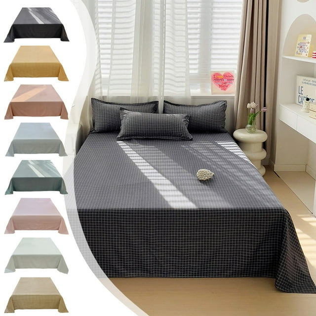 Bowayaoa Solid Color Polyester Bed Sheet, Soft Washable Fitted Sheet, Easy Care Wrinkle Resistant Bedding, Smooth Fiber Sheet for Comfortable Sleep, Multicolor Queen Sheet Set