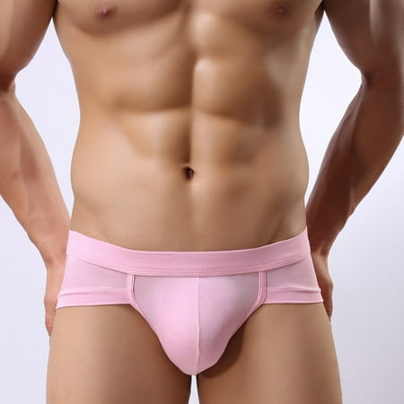 

MIARHB Mens Double Thong Cotton Boxers Briefs Shorts Soft Bodybuilding Pouch Underpants Pink 2023 L - Summer Gift
