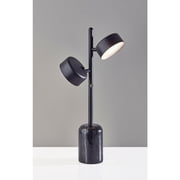 Adesso Bryant 20.75 2-Light Modern Dimmable Black Marble LED Table Lamp with Black Shades