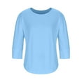 thumbnail image 6 of ZACPNCV Girls Casual 3/4 Sleeve T Shirts Kids Crewneck Tops Tees Blue 12-13 Years, 6 of 9